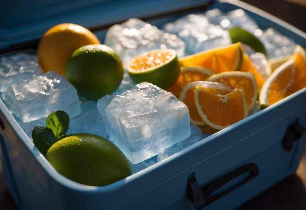 cooler with ice and fruit. How to pack a cooler.