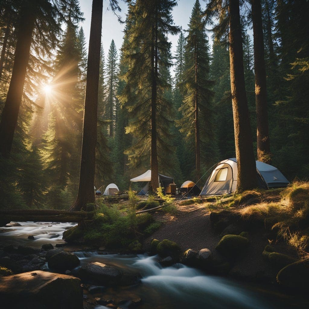 campsite by the river. DIY Camping hacks.