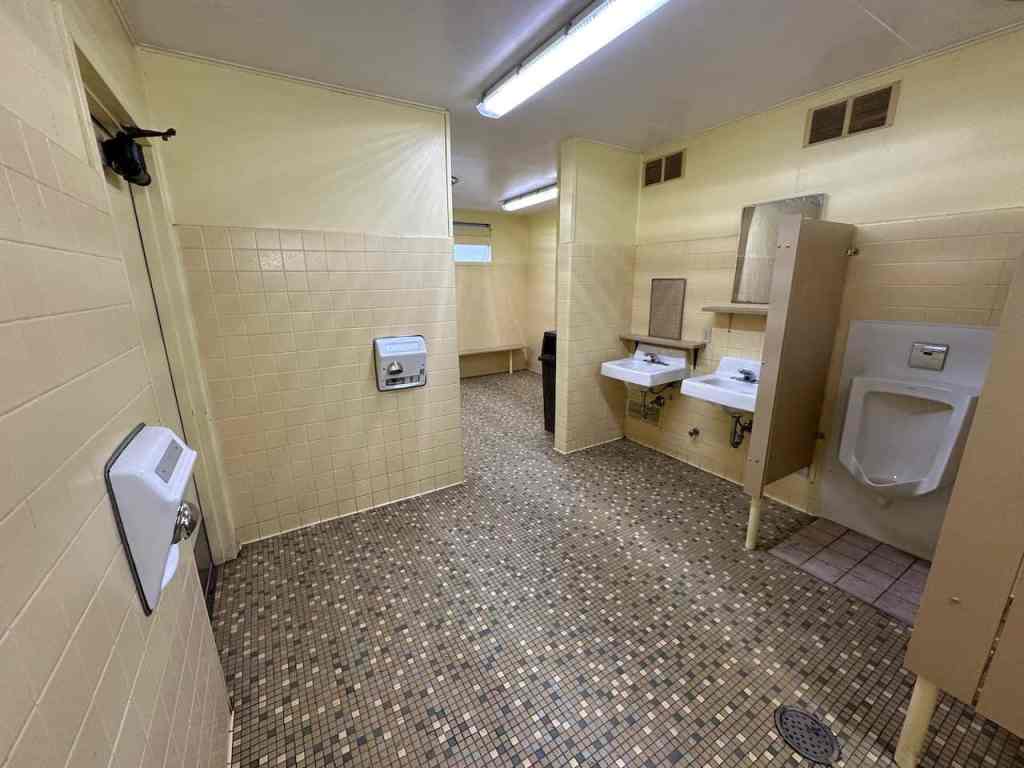 Heated bathroom stalls, changing room and showers at Lake Easton State Park.