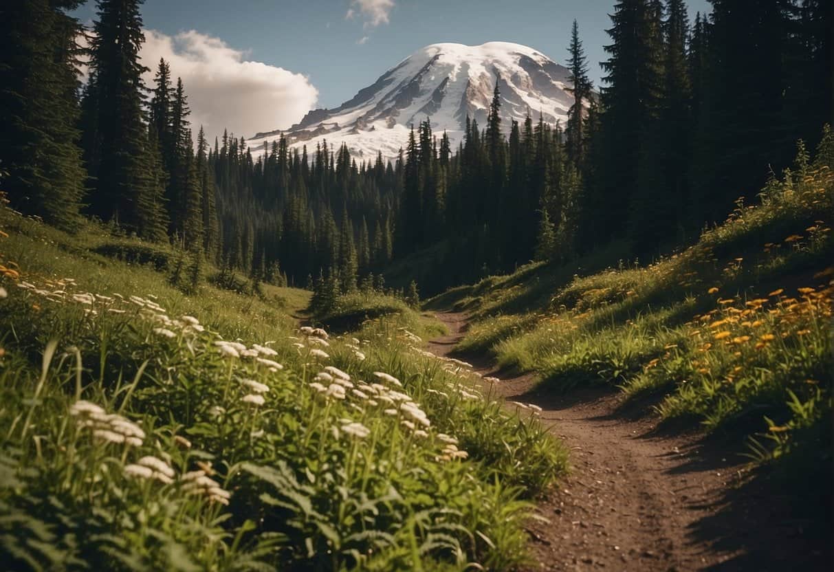 Hiking trails wind through lush forests, leading to breathtaking mountain vistas. Campsites nestled among towering trees offer a peaceful escape