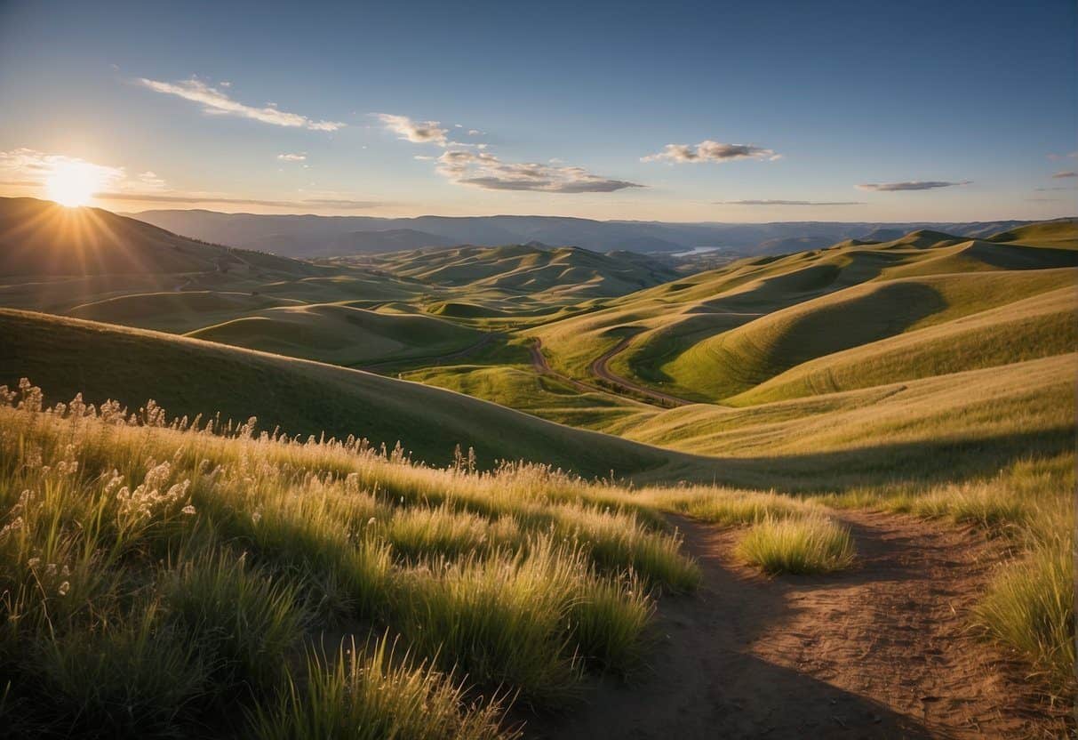 The Palouse to Cascades State Park Trail Guide showcases a variety of amenities and services, including campgrounds, restrooms, picnic areas, and trail access points