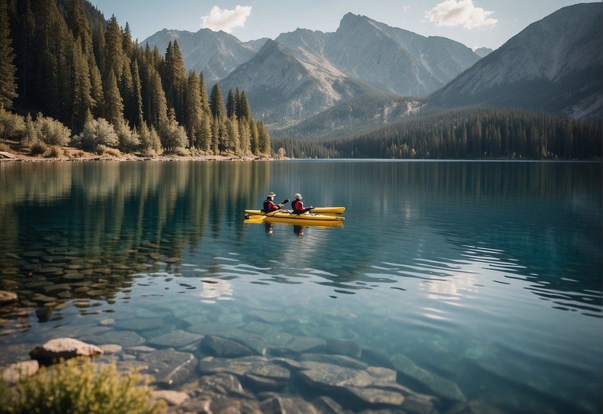 Crystal clear lakes reflect the surrounding mountains. Water skiers glide across the surface, while sailboats catch the breeze. Kayakers and paddleboarders enjoy the calm waters
