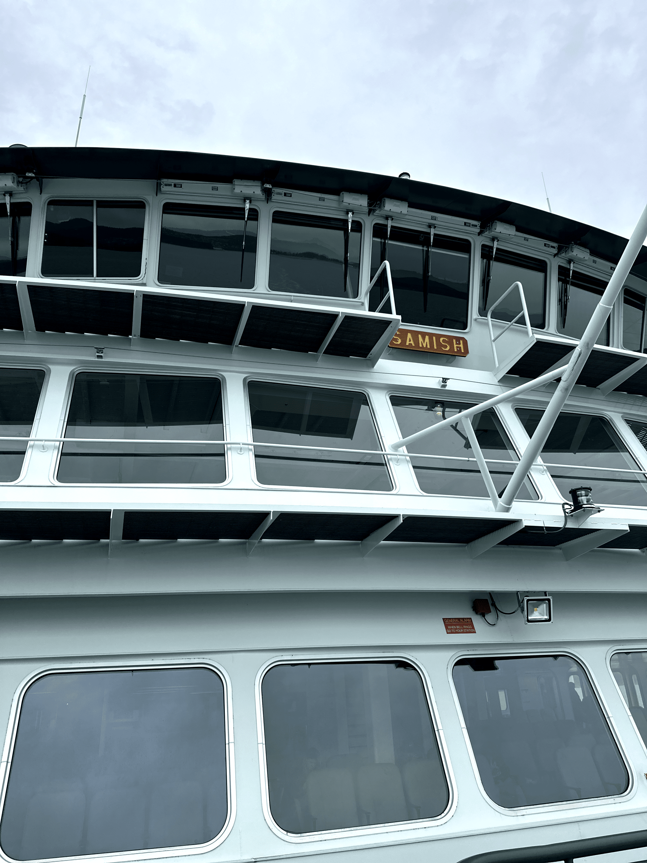 Close-up view of the ships bridge and deck showcasing the vessels industrial design.