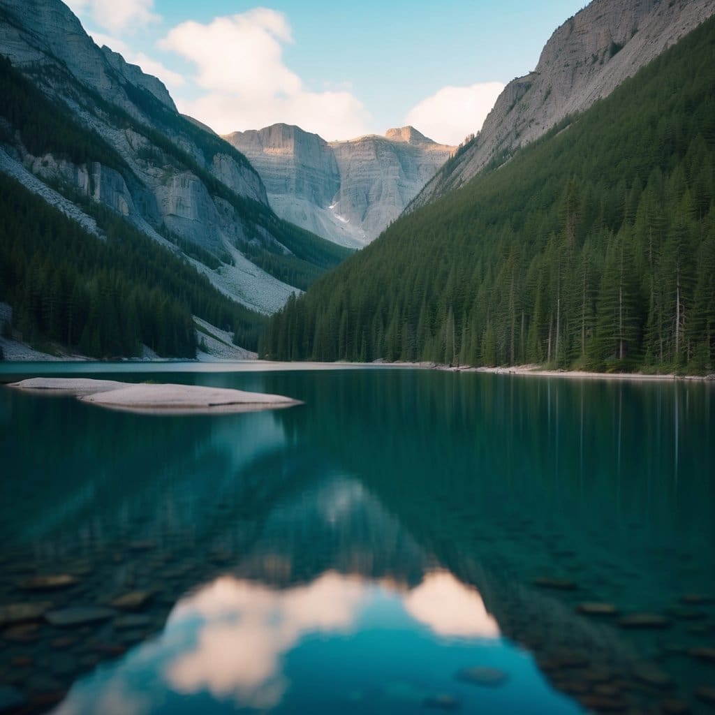 A group of families gather around a serene lake, casting their lines into the water during a friendly fishing contest. The sun is shining, and the campground is bustling with laughter and excitement